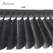 100% Handmade dark black and soft synthetic silk ellipse flat lashes extension